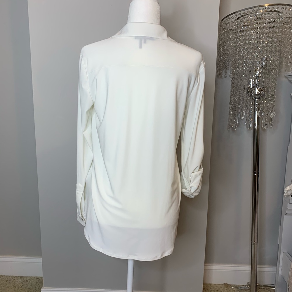 Dkny Blouse, White Button Down, Small - image 3